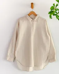 شومیز راه راه سه دکمه کرم