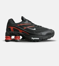 کفش کتانی مردانه مشکی قرمز نایک NIKE x SUPREME shox ride 2 مدل 7058
