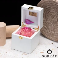 باکس چرمی گل و پرنده تک خونه / گل رز صورتی کهکشانی