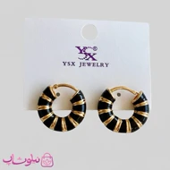گوشواره دخترانه YSX مدل حلقه‌ای مشکی طلایی کد 2991