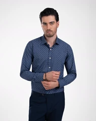 ام کی کالکشن پیراهن آستین بلند mk-22885-navy-blue