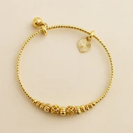 دستبند استیل و طلایی مهره‌ای با آویز قلب