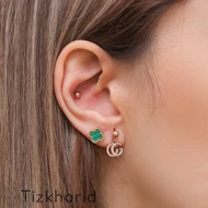 گوشواره سه جفتی استیل مارک گوچی