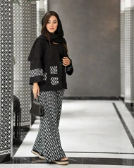کت و شلوار ژاکارد تیکه دوزی