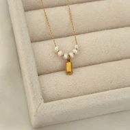 گردنبند استیل مینیمال پلاک شمش کد 844