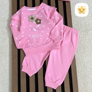 بلوز شلوار نوزادی دخترانه برند HONEY جنس پنبه صورتی - گل مناسب 9 ماه تا 2 سال