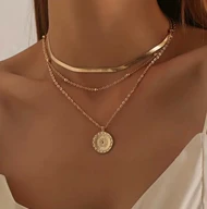 گردنبند 3 لایه طلایی