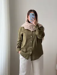 شومیز لینن سبز