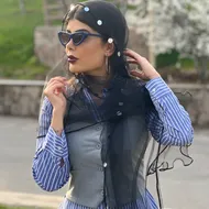 شال توری پولکی مشکی