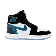 کتانی اسپرت مردانه مدل نایک ایرجردن1 ساق‌دار Nike Air jordan1 رنگ سفید مشکی آبی کد 51400