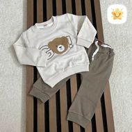 بلوز شلوار نوزادی پسرانه برند NONA خرسی جنس پنبه مناسب 9 ماه تا 2 سال
