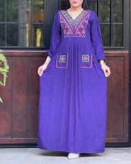 ماکسی نخی گلدوزی دوجیب 4122