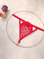 شورت توری زنجیر دار قرمز(فری سایز)