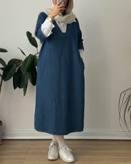 مانتو کفتان جین یقه سفید