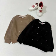 بلوز دخترانه لاینر دار نگین کوب شده خارجی