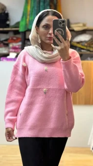 بلوز بافت طرح گل وارداتی 3054