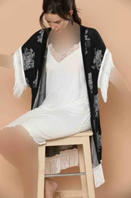 تونیک راحتی زنانه سفید و رویه مشکی