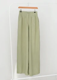 شلوار لینن بگ منگو سبز روشن