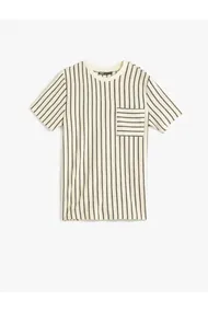 تیشرت بیسبال آستین کوتاه یقه خدمه نخی 4SAM10836HK