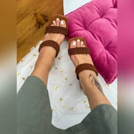 صندل پاشنه دوبند بافتی