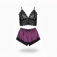 ست نیم‌تنه گیپور و شلوارک مدل 016