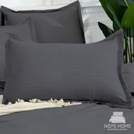 روبالشی بیسیک هتلی راه راه بسته دو عددی (طوسی تیره)