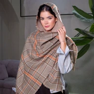 شال پاییزه موهر دورو چهارخانه درشت 20516