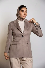کت سوئیت یقه انگلیسی تک دکمه (پالتو کوتاه)