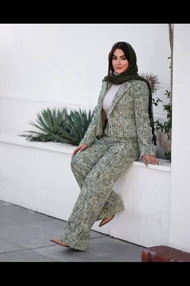 کراپ شلوار زمستانه یقه انگلیسی
