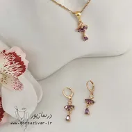نیم ست طلاروس گل یاسی