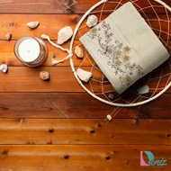 حوله دستی گلدوزی طرح گل برجسته رنگ کرم