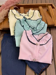 شومیز شلوارک یقه چین‌دار