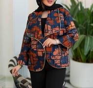 مانتو کتی ژاکارد ترکیب رنگ مغزی دوزی