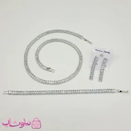 سرویس زنانه تنیسی مدل نقره ای با نگینهای سفید باگتی کد 530