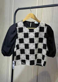 تیشرت چهار خونه قلاببافی