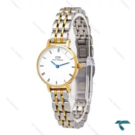 ساعت DW مینی زنانه گرد دورنگ طلایی ایندکس یونانی DW-5993-24-L