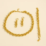 سرویس کامل زیورآلات زنانه طلایی (گردنبند، دستبند و گوشواره)