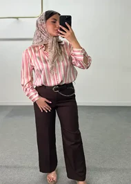 شومیز راه راه رنگی کد 4015