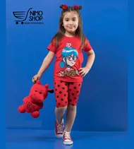 ست تیشرت شلوارک دختر کفشدوزکی