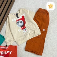 بلوز شلوار بگ کتان ( دختر و پسر ) جنس عالی برند ok خرس عینکی مناسب 1 تا 2 سال