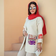 کت دخترانه مدل ژاکارد نوار اوریب کوک دوزی
