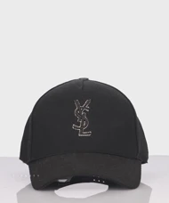 کلاه کپ مشکی کتان طرح YSL کد 2324
