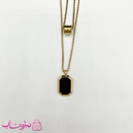 گردنبند مردانه دولاین طلایی با سنگ اونیکس مشکی