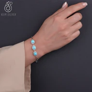 دستبند نقره نگین فیروزه