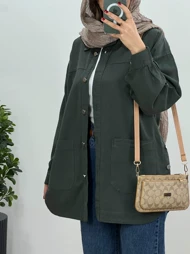 مانتو کتان کاغذی بغل دکمه