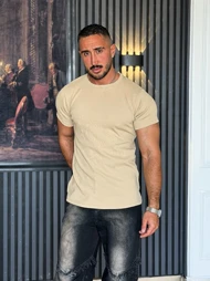 تیشرت ورزشی Fit-shert کبریتی کرم