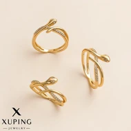 انگشتر ژوپینگ طلایی طرح مار نگین‌دار فری سایز