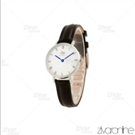 ساعت دنیل ولینگتون زنانه گرد صفحه سفید ایندکس یونانی بند چرم 105634