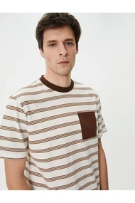 تیشرت مردانه 4sam10083hk قهوه ای راه راه 24YY59002135