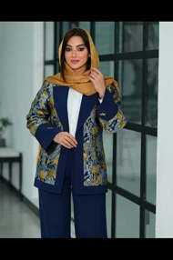 کت شلوار یقه انگلیسی ترکیبی